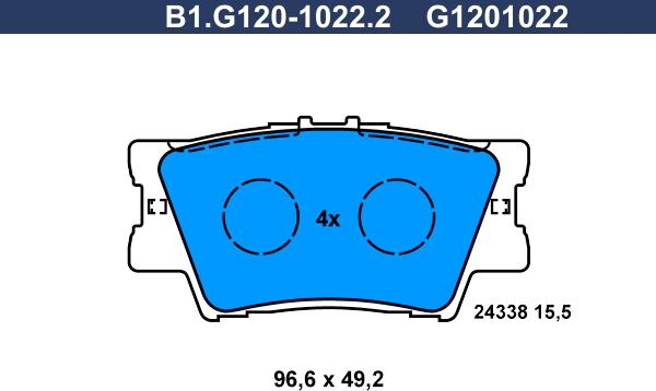 Galfer B1.G120-1022.2 - Тормозные колодки, дисковые, комплект autosila-amz.com