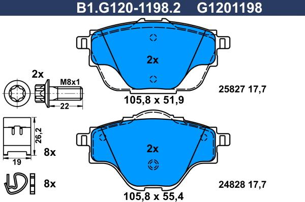 Galfer B1.G120-1198.2 - Тормозные колодки, дисковые, комплект autosila-amz.com