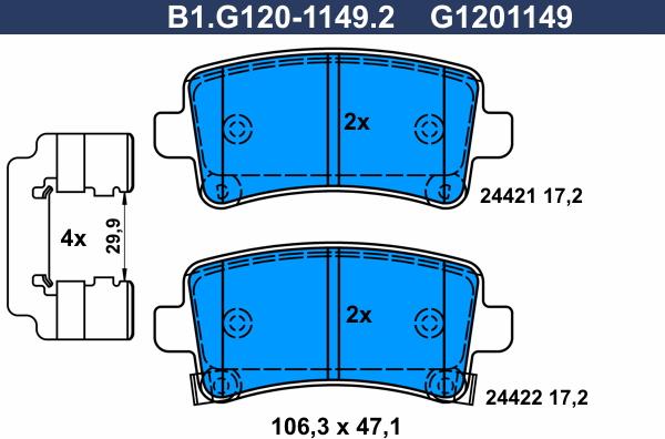 Galfer B1.G120-1149.2 - Тормозные колодки, дисковые, комплект autosila-amz.com