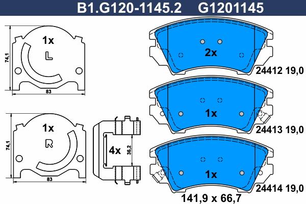 Galfer B1.G120-1145.2 - Тормозные колодки, дисковые, комплект autosila-amz.com