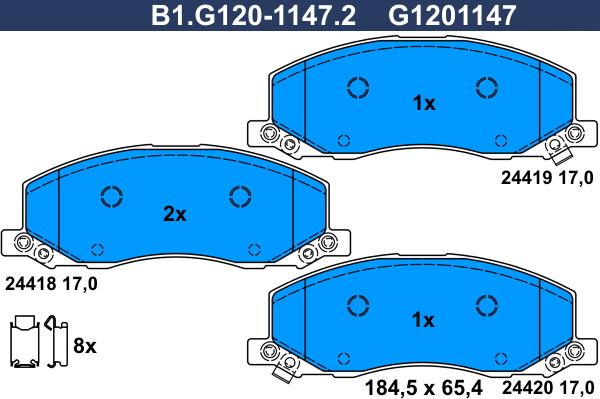 Galfer B1.G120-1147.2 - Тормозные колодки, дисковые, комплект autosila-amz.com