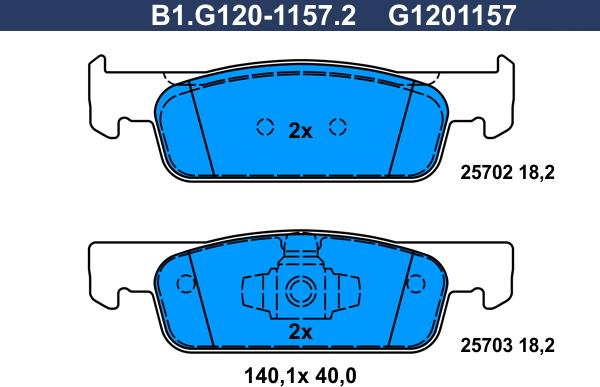 Galfer B1.G120-1157.2 - Тормозные колодки, дисковые, комплект autosila-amz.com