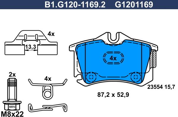Galfer B1.G120-1169.2 - Тормозные колодки, дисковые, комплект autosila-amz.com