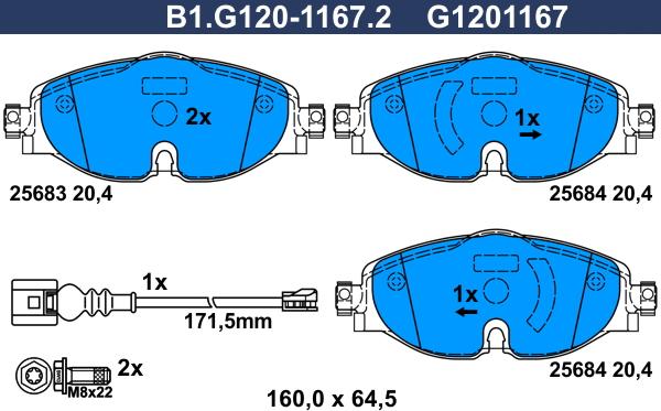 Galfer B1.G120-1167.2 - Тормозные колодки, дисковые, комплект autosila-amz.com