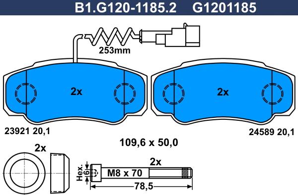 Galfer B1.G120-1185.2 - Тормозные колодки, дисковые, комплект autosila-amz.com