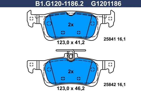 Galfer B1.G120-1186.2 - Тормозные колодки, дисковые, комплект autosila-amz.com
