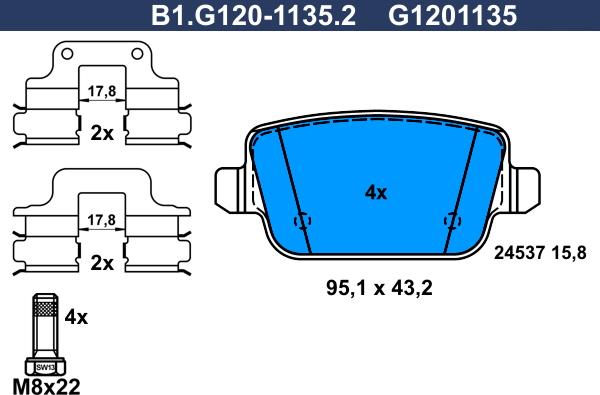 Galfer B1.G120-1135.2 - Тормозные колодки, дисковые, комплект autosila-amz.com