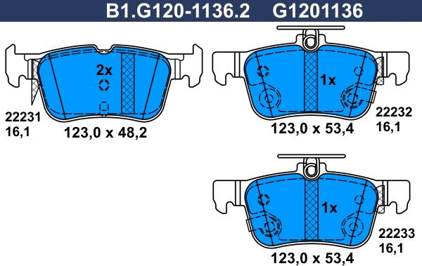 Galfer B1.G120-1136.2 - Тормозные колодки, дисковые, комплект autosila-amz.com
