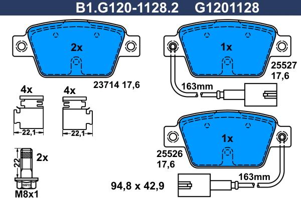 Galfer B1.G120-1128.2 - Тормозные колодки, дисковые, комплект autosila-amz.com