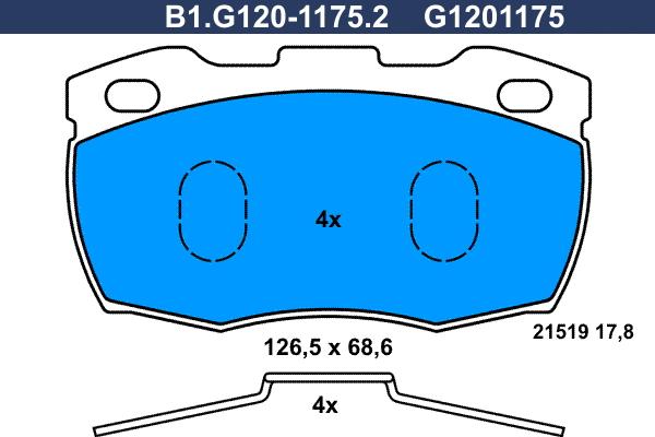 Galfer B1.G120-1175.2 - Тормозные колодки, дисковые, комплект autosila-amz.com