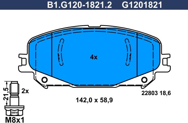Galfer B1G12018212 - Тормозные колодки, дисковые, комплект autosila-amz.com