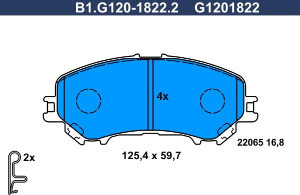 Galfer B1.G120-1822.2 - Тормозные колодки, дисковые, комплект autosila-amz.com