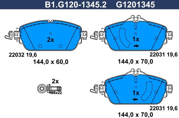 Galfer B1.G120-1345.2 - Тормозные колодки, дисковые, комплект autosila-amz.com