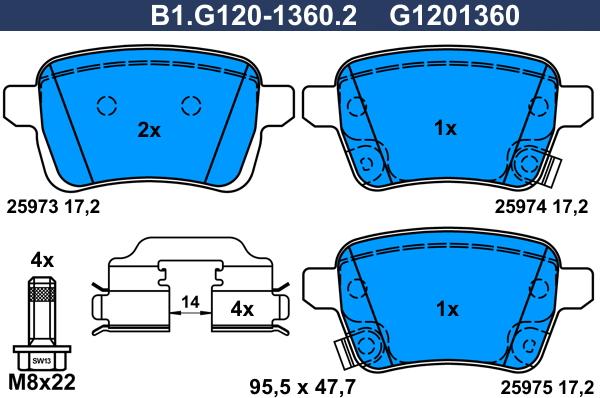 Galfer B1.G120-1360.2 - Тормозные колодки, дисковые, комплект autosila-amz.com