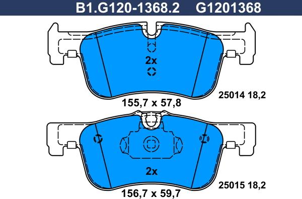 Galfer B1.G120-1368.2 - Тормозные колодки, дисковые, комплект autosila-amz.com