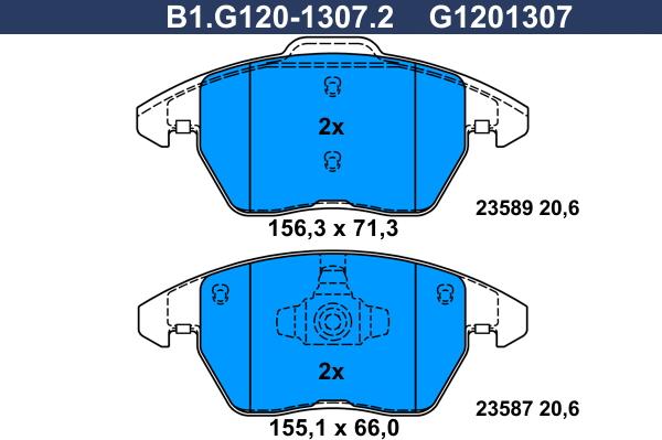 Galfer B1.G120-1307.2 - КОЛОДКИ ТОРМОЗНЫЕ ДИСКОВЫЕ /КОМПЛЕКТ 4 ШТ/ GALFER, B1-G120-1307-2, СТРАНА ВВОЗА - ГЕРМАНИЯ autosila-amz.com