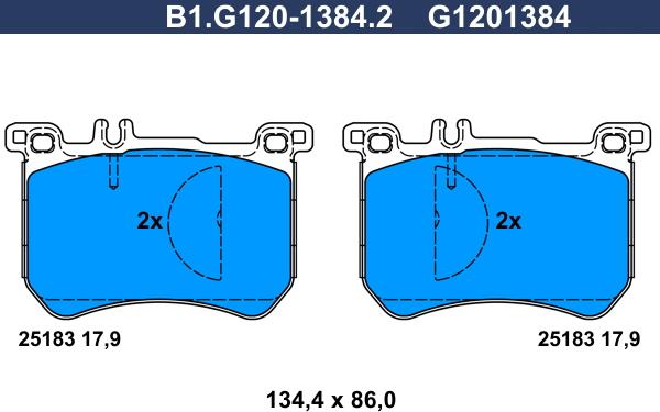 Galfer B1.G120-1384.2 - Тормозные колодки, дисковые, комплект autosila-amz.com