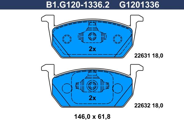 Galfer B1.G120-1336.2 - Тормозные колодки, дисковые, комплект autosila-amz.com