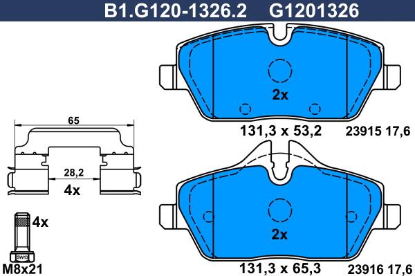 Galfer B1.G120-1326.2 - Тормозные колодки, дисковые, комплект autosila-amz.com