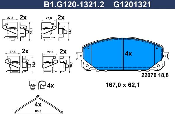 Galfer B1.G120-1321.2 - Тормозные колодки, дисковые, комплект autosila-amz.com