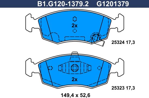 Galfer B1.G120-1379.2 - Тормозные колодки, дисковые, комплект autosila-amz.com