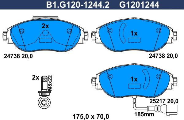 Galfer B1.G120-1244.2 - Тормозные колодки, дисковые, комплект autosila-amz.com