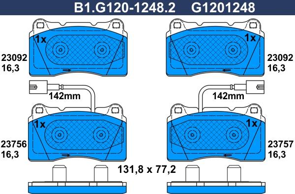 Galfer B1.G120-1248.2 - Тормозные колодки, дисковые, комплект autosila-amz.com