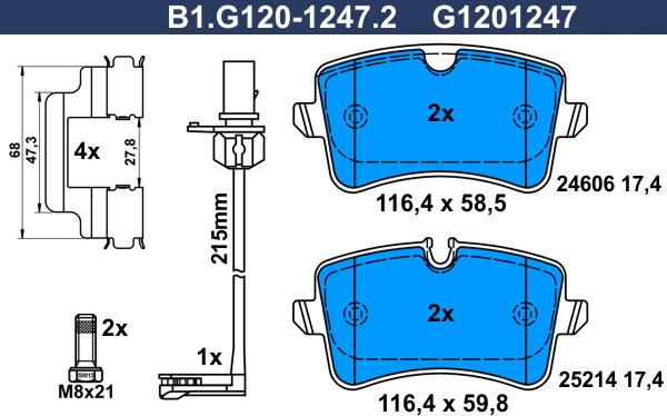 Galfer B1.G120-1247.2 - Тормозные колодки, дисковые, комплект autosila-amz.com