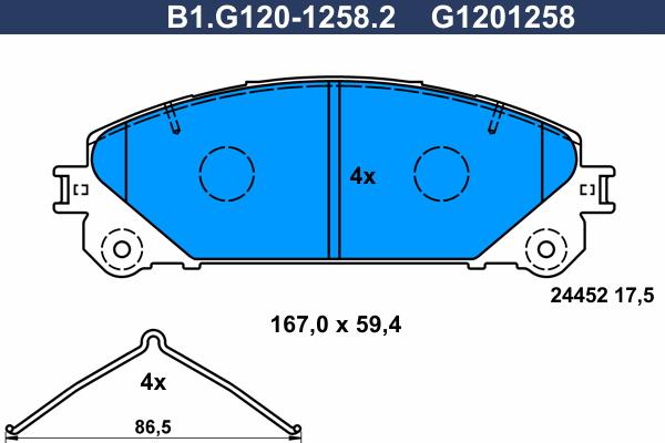 Galfer B1.G120-1258.2 - Тормозные колодки, дисковые, комплект autosila-amz.com