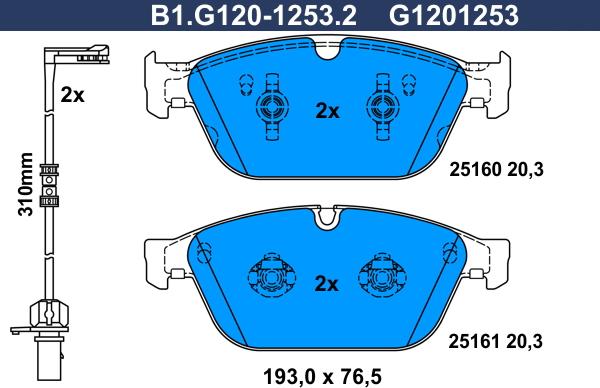 Galfer B1.G120-1253.2 - Тормозные колодки, дисковые, комплект autosila-amz.com