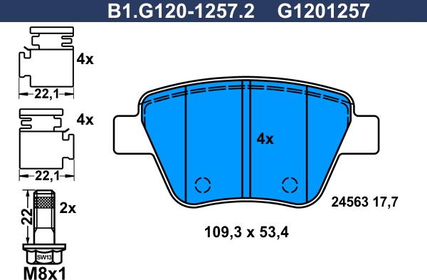 Galfer B1.G120-1257.2 - Тормозные колодки, дисковые, комплект autosila-amz.com