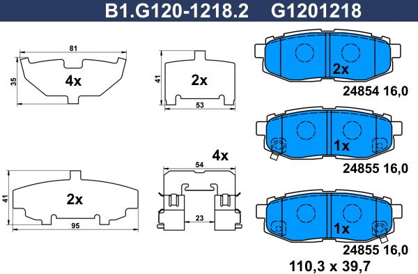 Galfer B1.G120-1218.2 - Тормозные колодки, дисковые, комплект autosila-amz.com