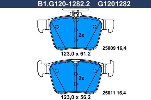 Galfer B1.G120-1282.2 - Тормозные колодки, дисковые, комплект autosila-amz.com