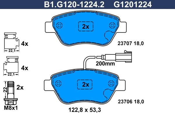 Galfer B1.G120-1224.2 - Тормозные колодки, дисковые, комплект autosila-amz.com