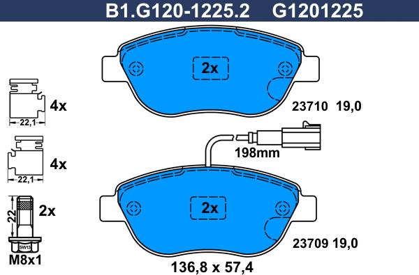 Galfer B1.G120-1225.2 - Тормозные колодки, дисковые, комплект autosila-amz.com