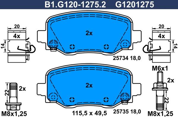 Galfer B1.G120-1275.2 - Тормозные колодки, дисковые, комплект autosila-amz.com