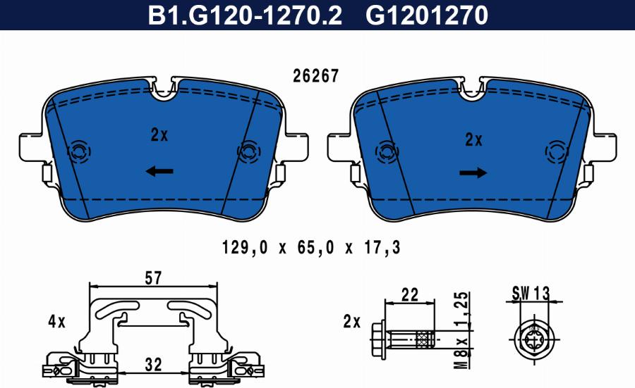 Galfer B1.G120-1270.2 - Тормозные колодки, дисковые, комплект autosila-amz.com
