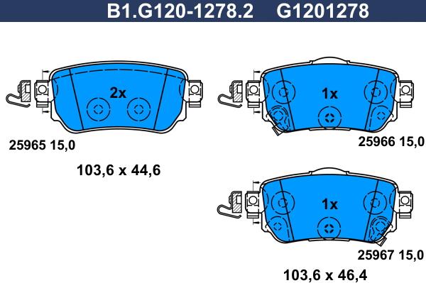 Galfer B1.G120-1278.2 - Тормозные колодки, дисковые, комплект autosila-amz.com