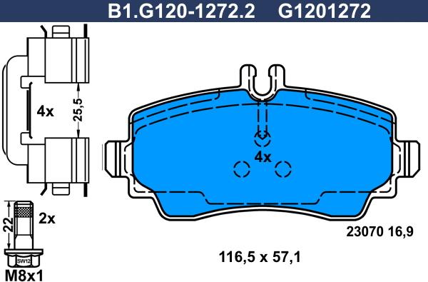 Galfer B1.G120-1272.2 - Тормозные колодки, дисковые, комплект autosila-amz.com