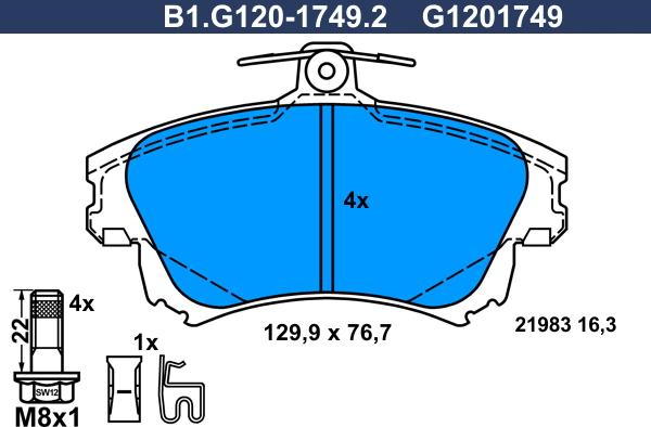 Galfer B1.G120-1749.2 - Тормозные колодки, дисковые, комплект autosila-amz.com