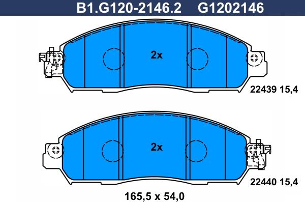 Galfer B1.G120-2146.2 - Тормозные колодки, дисковые, комплект autosila-amz.com