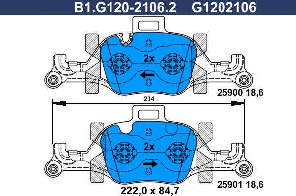 Galfer B1.G120-2106.2 - Тормозные колодки, дисковые, комплект autosila-amz.com