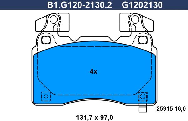 Galfer B1.G120-2130.2 - Тормозные колодки, дисковые, комплект autosila-amz.com
