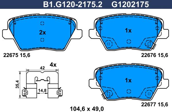 Galfer B1.G120-2175.2 - Тормозные колодки, дисковые, комплект autosila-amz.com