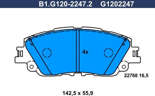 Galfer B1.G120-2247.2 - Тормозные колодки, дисковые, комплект autosila-amz.com