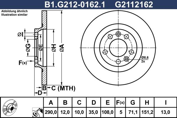 Galfer B1.G212-0162.1 - Тормозной диск autosila-amz.com