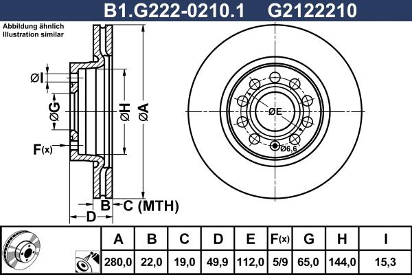 Galfer B1.G222-0210.1 - Диск торм. AUDI A3/VW GOLF V,CADDY 2003=> autosila-amz.com