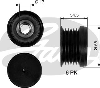 Gates OAP7090 - Шкив генератора, муфта autosila-amz.com