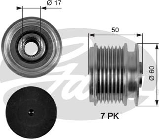 Gates OAP7058 - Шкив генератора, муфта autosila-amz.com