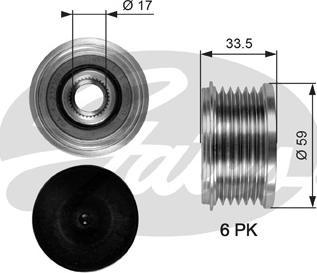 Gates OAP7080 - Шкив генератора, муфта autosila-amz.com